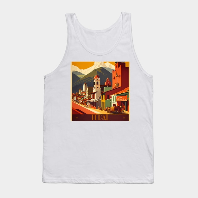 Nepal Vintage Travel Art Poster Tank Top by OldTravelArt